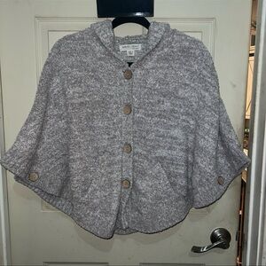 BAREFOOT DREAMS COZY CHIC CROPPED HOODED PONCHO CAPE//HEATHER GRAY//SIZE 8
